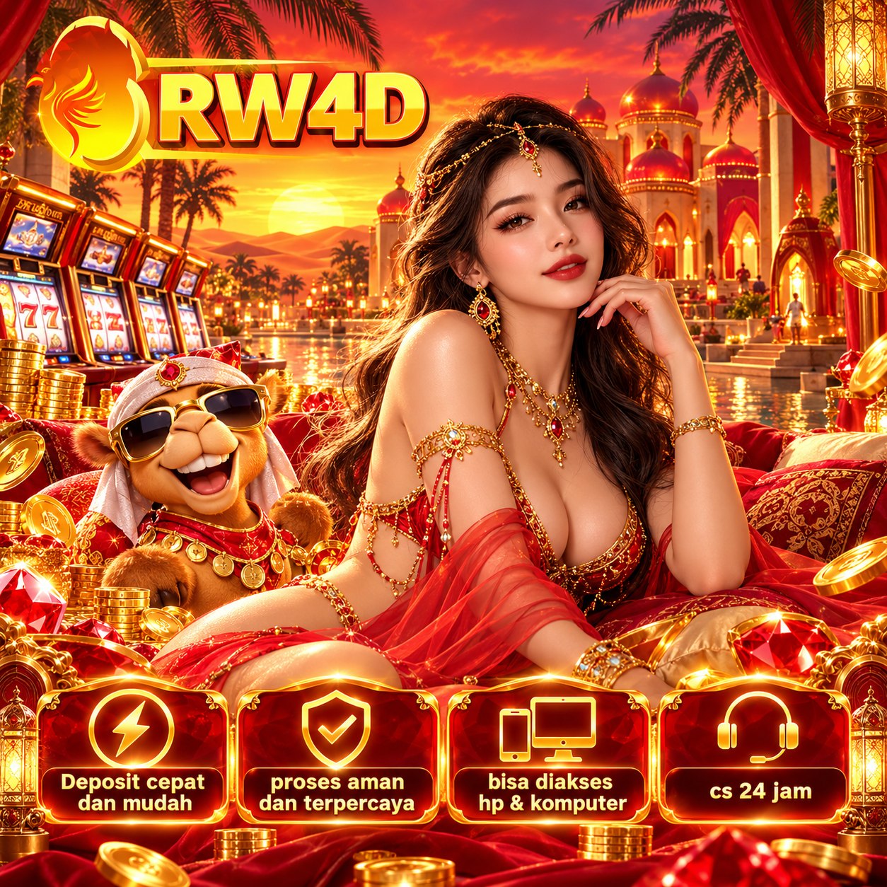 Banner RW4D: hiburan digital bertema istana senja